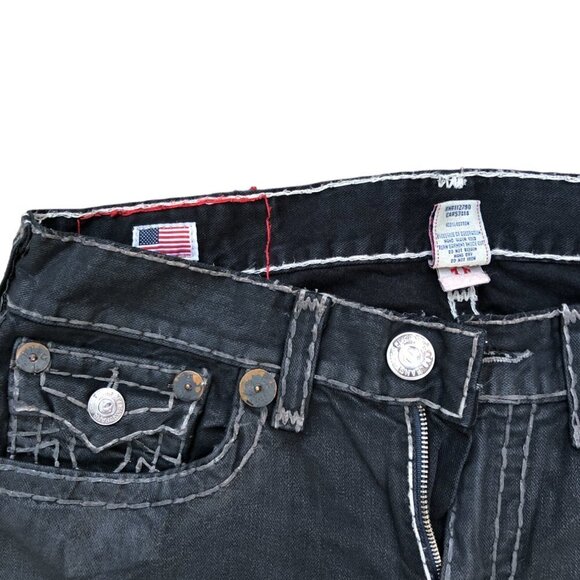Vintage True Religion Jeans Size 36 RICKY SUPER T Wax Coated Denim - Picture 8 of 8
